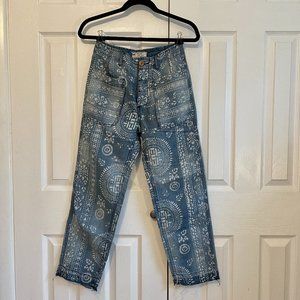 Free People Island Vibes Printed Ankle Jeans